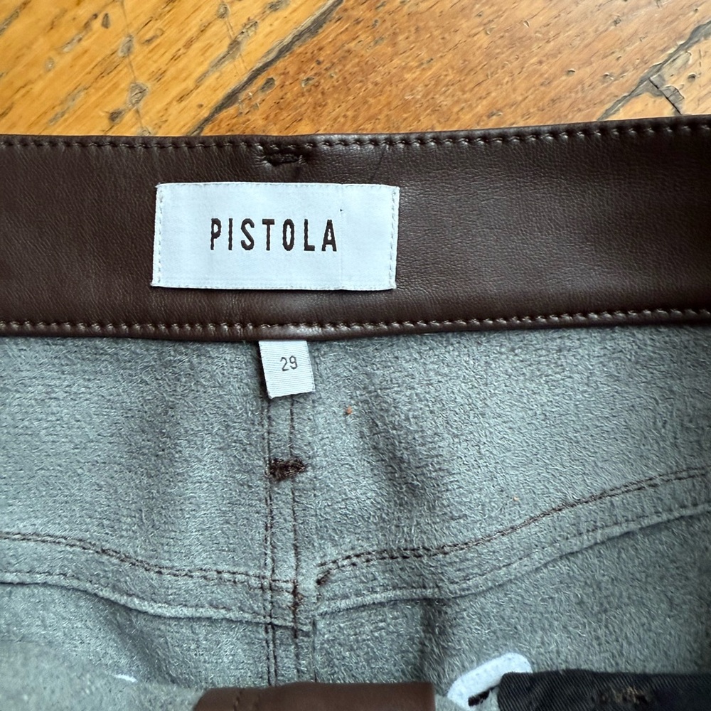 Pistola Vegan Leather Straight Leg Pants Dark Brown sz: 29 - Picture 4 of 7